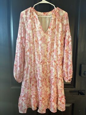 Light Pink Floral Long Sleeve Dress